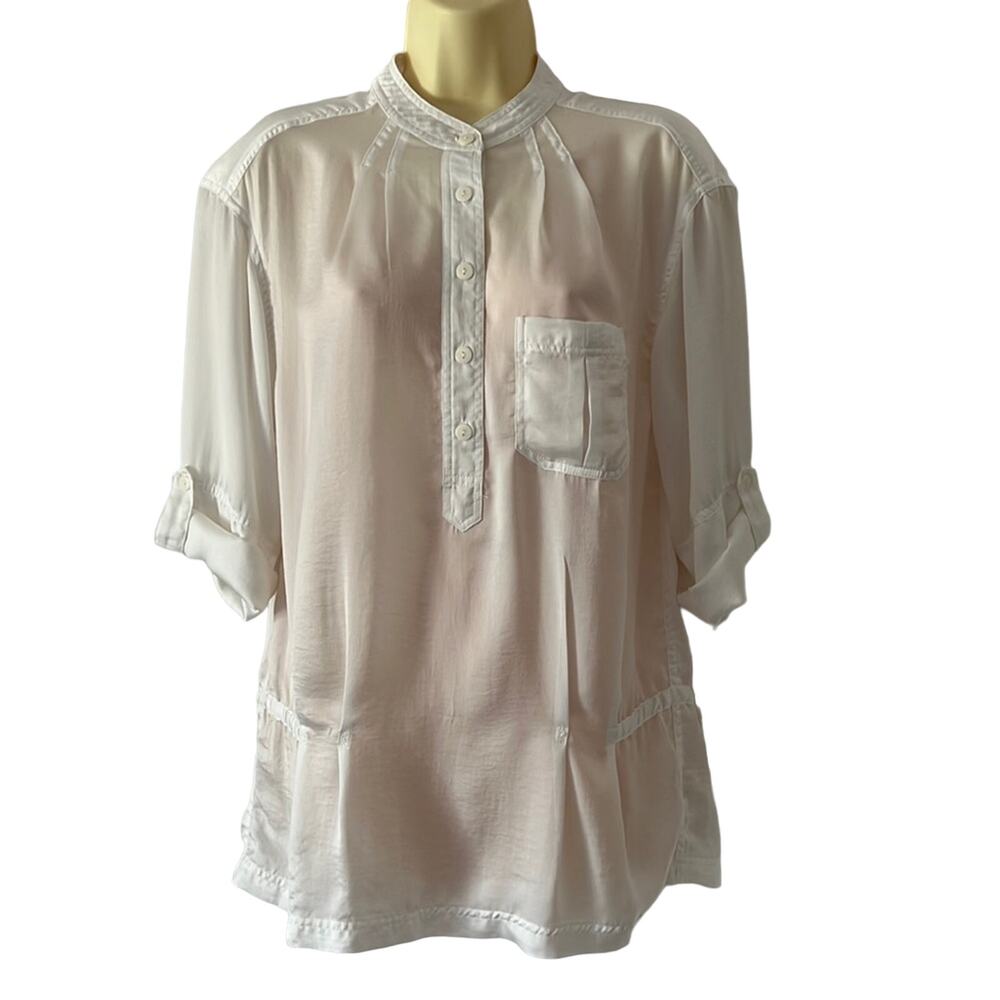 Fossil White Silky Polyester Tunic Blouse Woman's Size Small